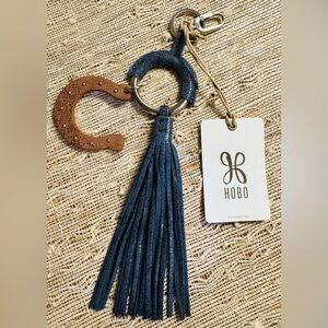 Hobo Lucky Tassel Fob Buffed Leather & Indigo Sky Bag Charm Keychain